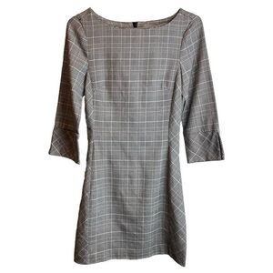 H&M Women’s Gray and White Plaid Career Dress Size 0